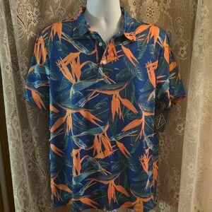 New St. John's Bay Mens M Quick Dri Tropical Blue Orange Men's Shirt